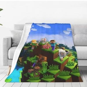 Minecraft Print Gaming Flannel Soft Blanket 50*60IN for Bedding Living Rooms
